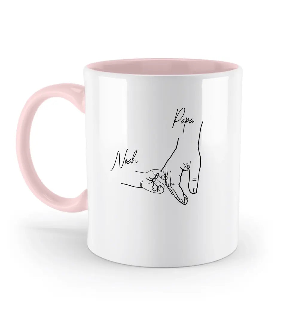 Hold my hand dad - Zweifarbige Tasse