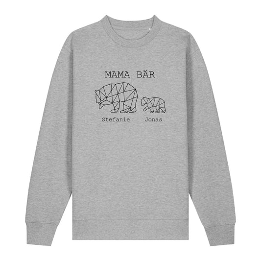 Mama Bär - Bio Unisex Sweatshirt *personalisierbar (1-4 Kinder mit Namen)* Changer Sweatshirt 2.0 ST ST Heather-Grey