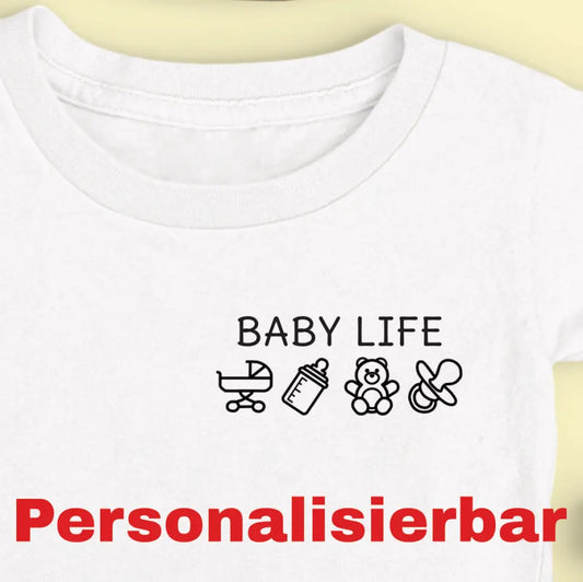 Baby Life Symbole - Bio Baby Shirt *personalisierbar*