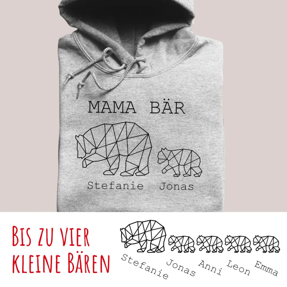 Mama Bär - Bio Unisex Hoodie *personalisierbar (1-4 Kinder mit Namen)*