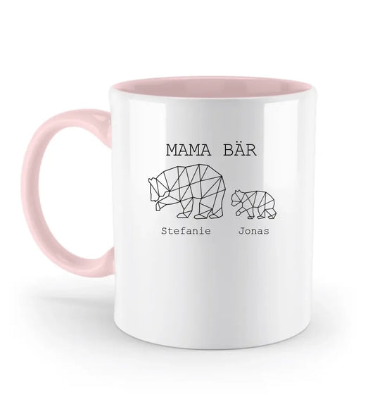 Mama Bär - Zweifarbige Tasse mit Namen