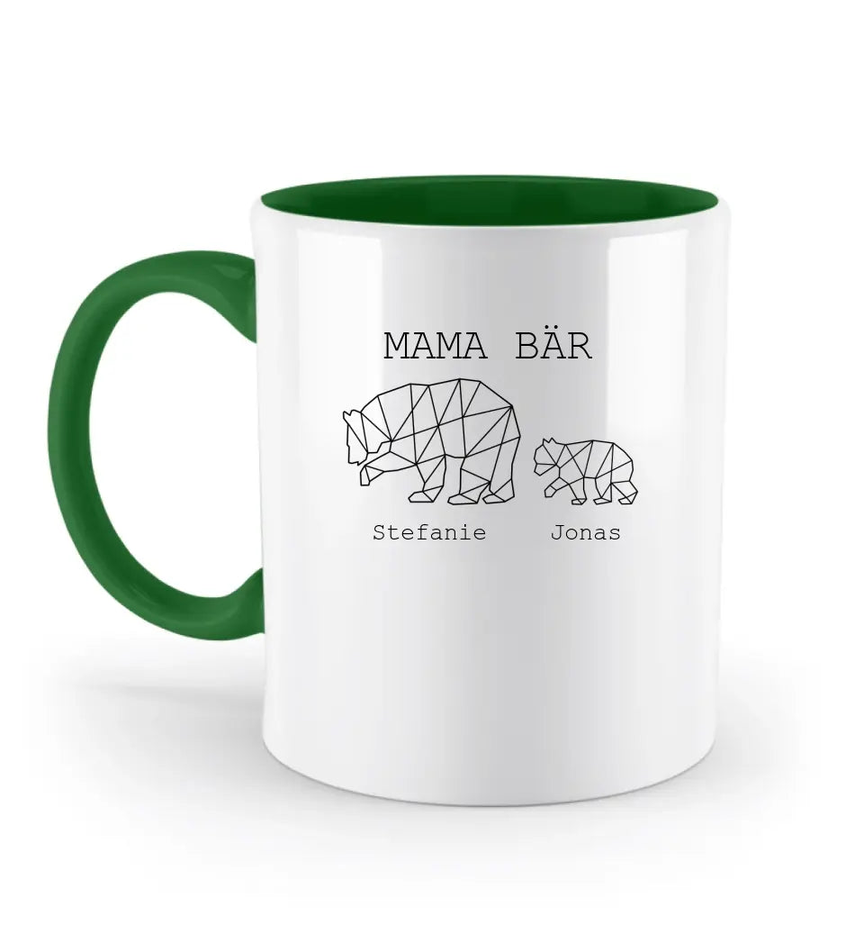 Mama Bär - Zweifarbige Tasse mit Namen