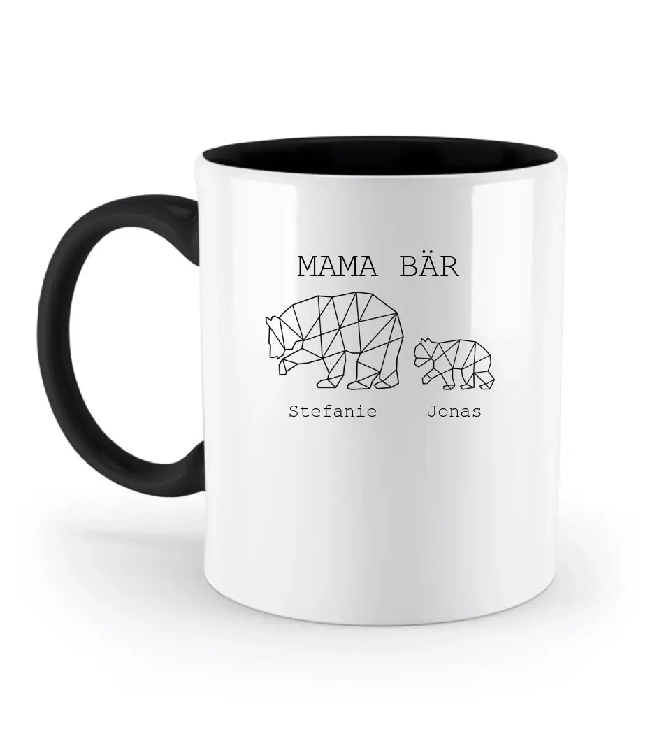 Mama Bär - Zweifarbige Tasse mit Namen