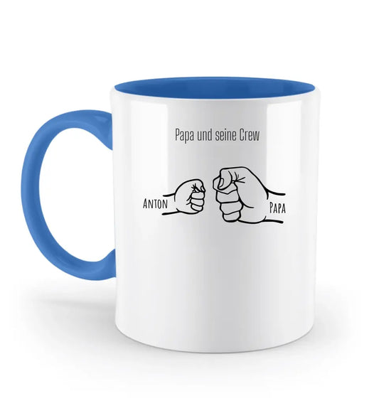 Papa und seine Crew - Zweifarbige Tasse