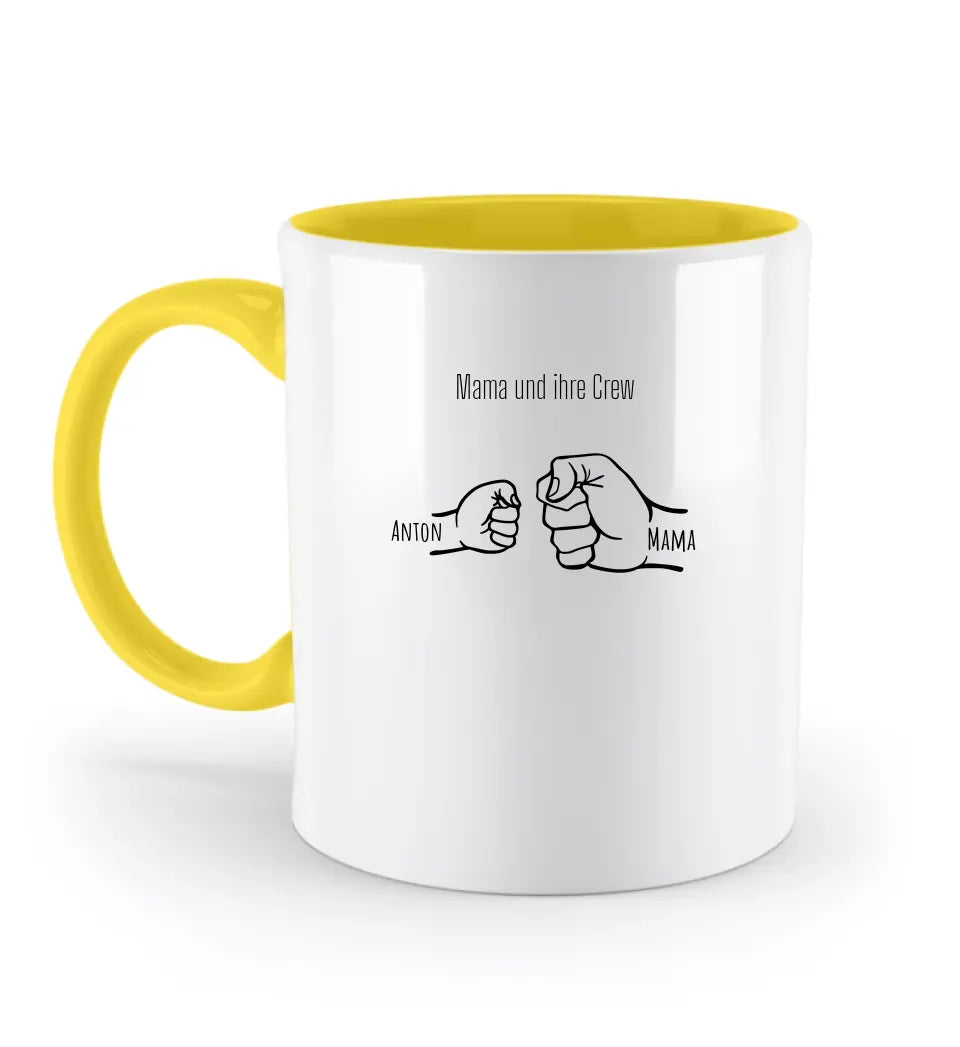 Mama und ihre Crew - Zweifarbige Tasse