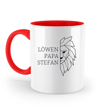 Löwen Papa - Zweifarbige Tasse mit Namen