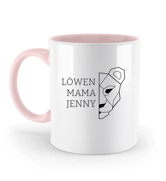 Löwen Mama - Zweifarbige Tasse mit Namen