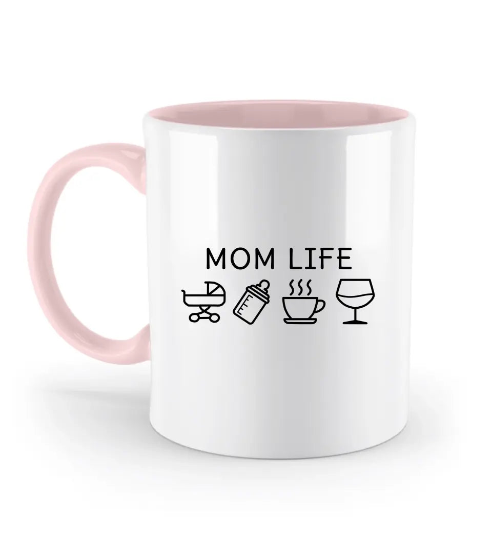 Mom Life Symbole - Zweifarbige Tasse