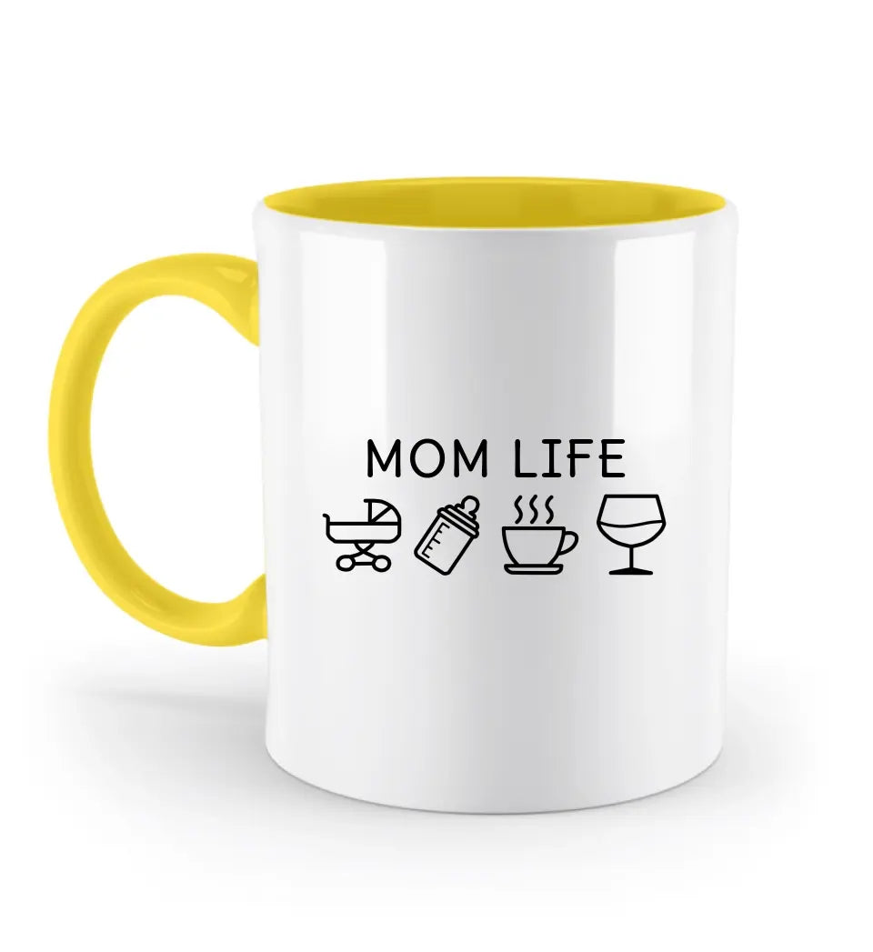 Mom Life Symbole - Zweifarbige Tasse