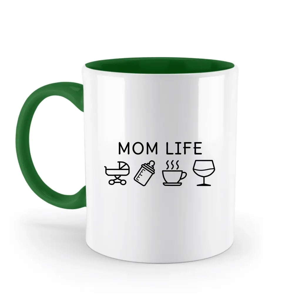 Mom Life Symbole - Zweifarbige Tasse