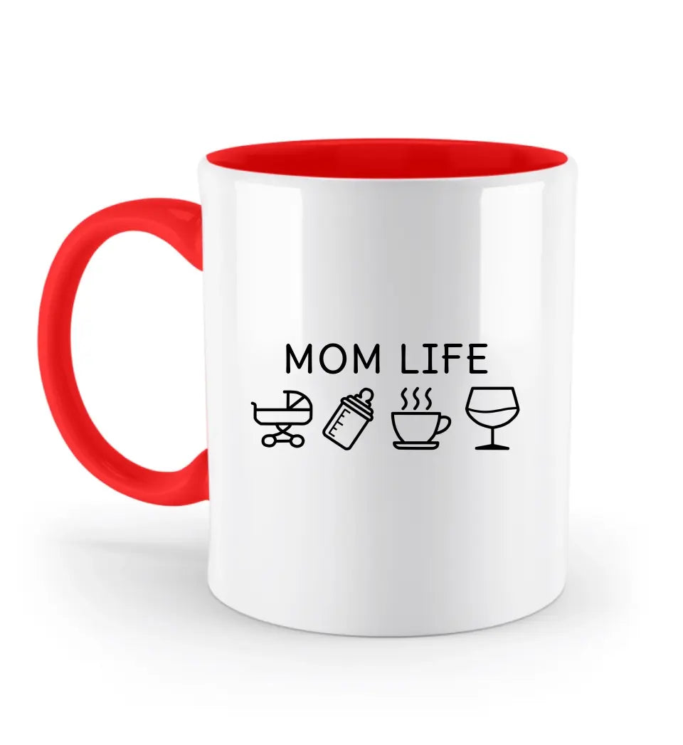 Mom Life Symbole - Zweifarbige Tasse