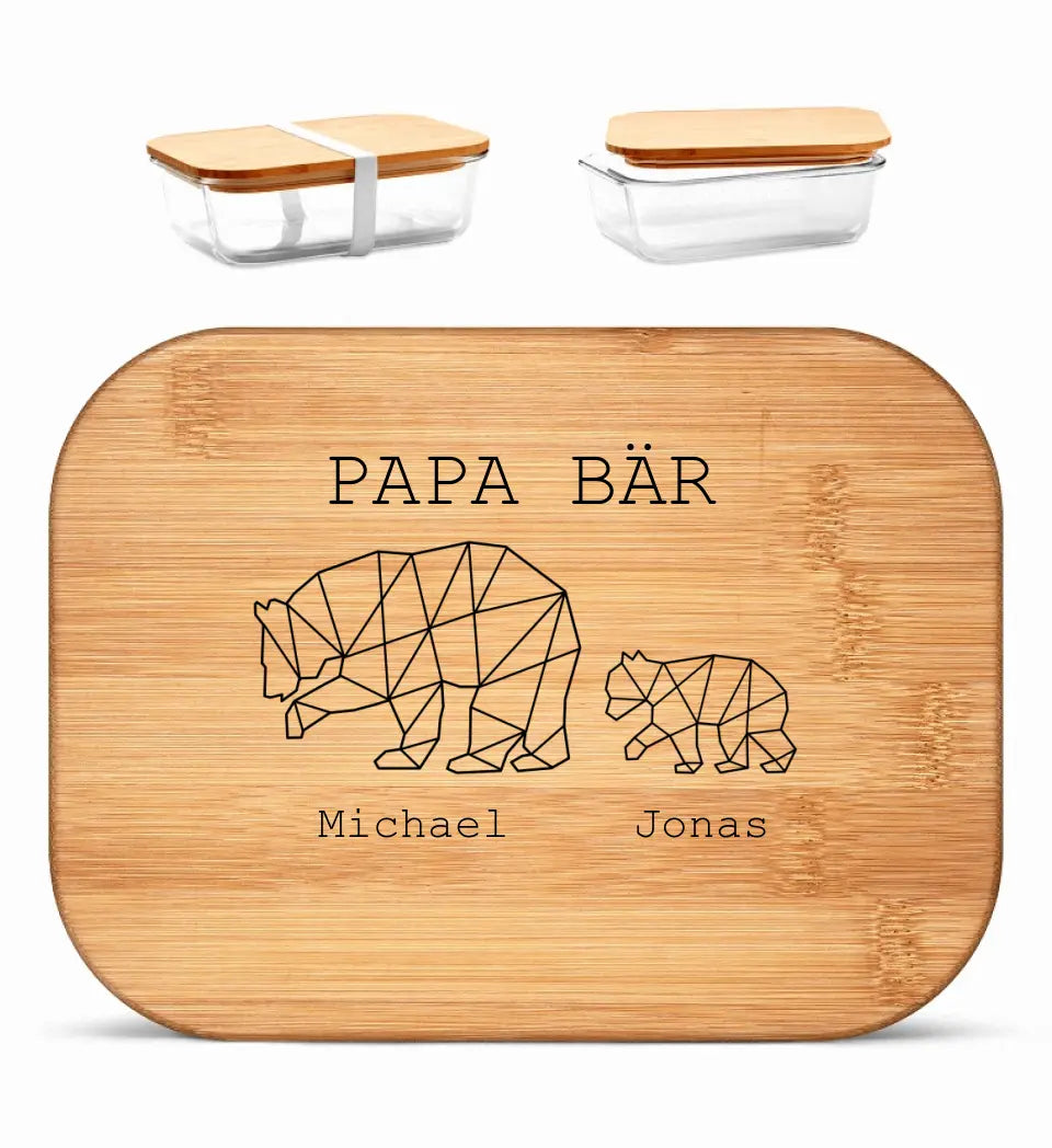 Papa Bär - ECO Lunchbox mit Laser-Gravur *personalisierbar*