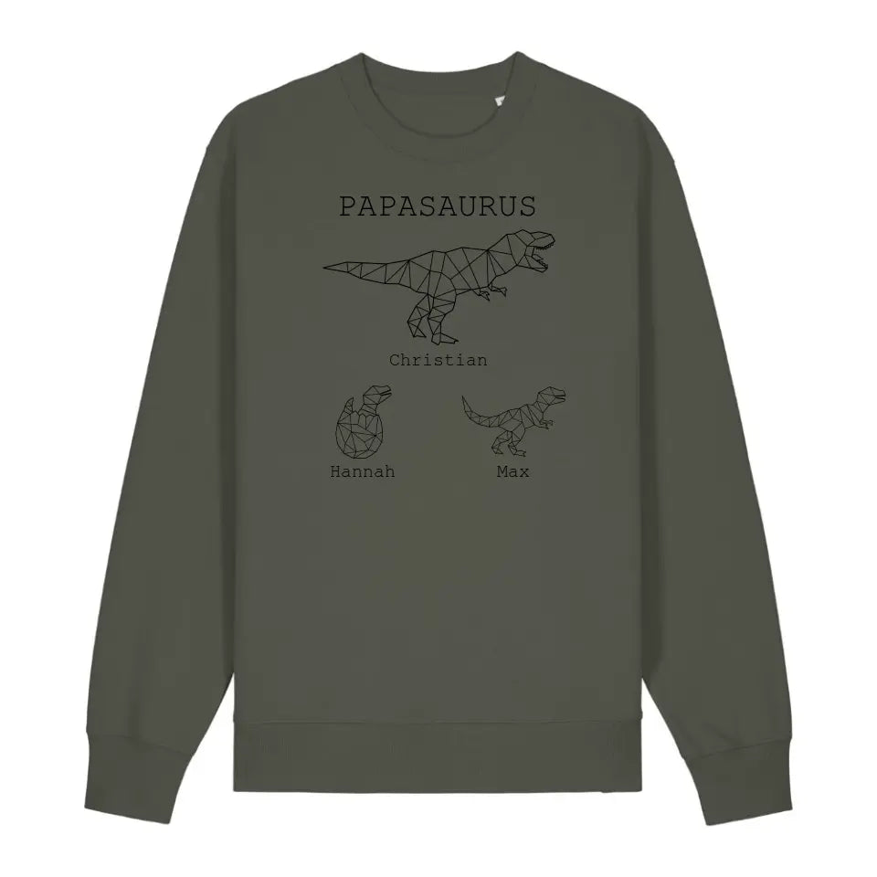Papasaurus - Bio Unisex Sweatshirt *personalisierbar (mit Namen)* Changer Sweatshirt 2.0 ST ST Khaki