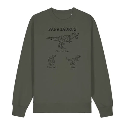 Papasaurus - Bio Unisex Sweatshirt *personalisierbar (mit Namen)* Changer Sweatshirt 2.0 ST ST Khaki