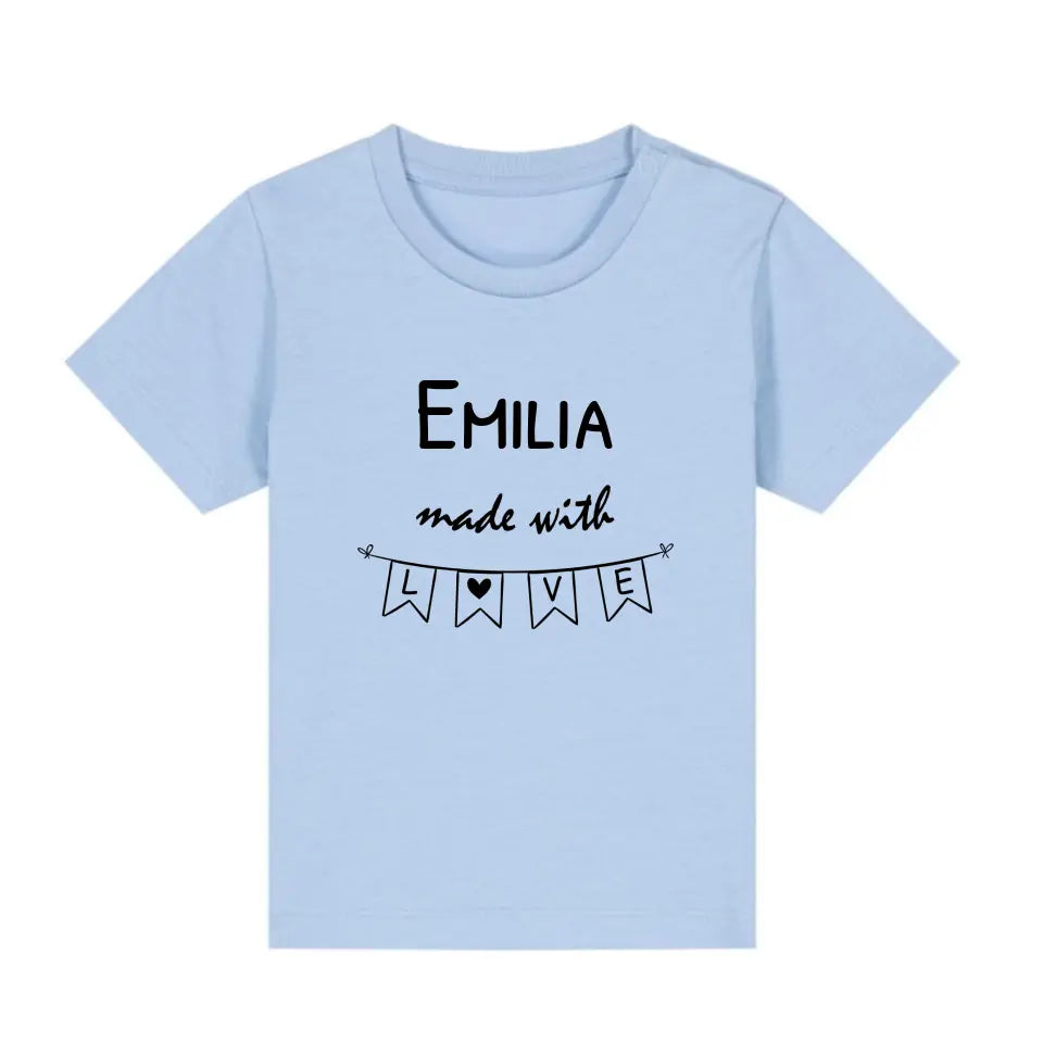 Made with Love - Bio Baby Shirt *personalisierbar* Baby Creator T-Shirt ST ST NEU Blue-Soul