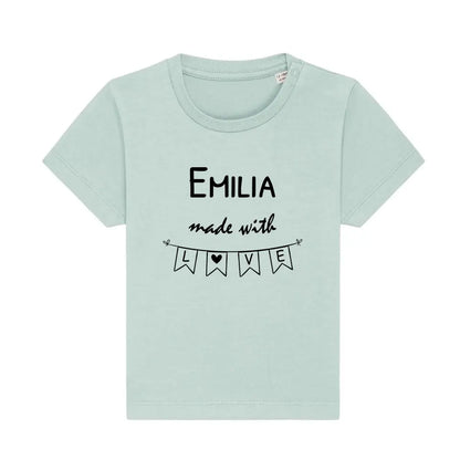 Made with Love - Bio Baby Shirt *personalisierbar* Baby Creator T-Shirt ST ST NEU Caribbean-Blue