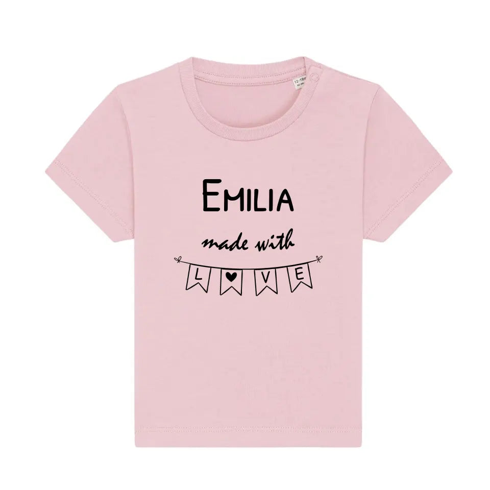 Made with Love - Bio Baby Shirt *personalisierbar* Baby Creator T-Shirt ST ST NEU Cotton-Pink