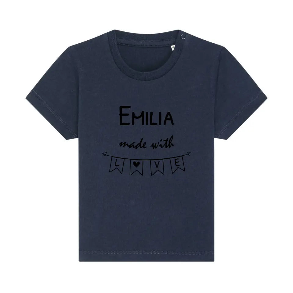 Made with Love - Bio Baby Shirt *personalisierbar* Baby Creator T-Shirt ST ST NEU French-Navy