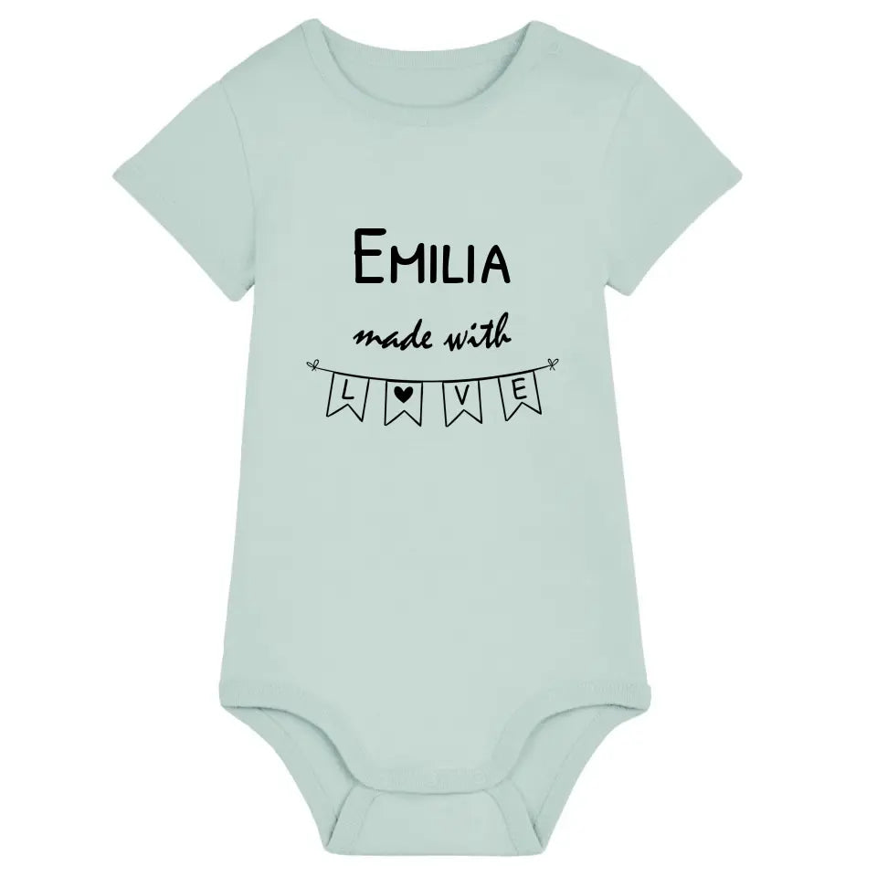 Made with Love - Bio Baby Body *personalisierbar* Baby Body ST ST Caribbean-Blue