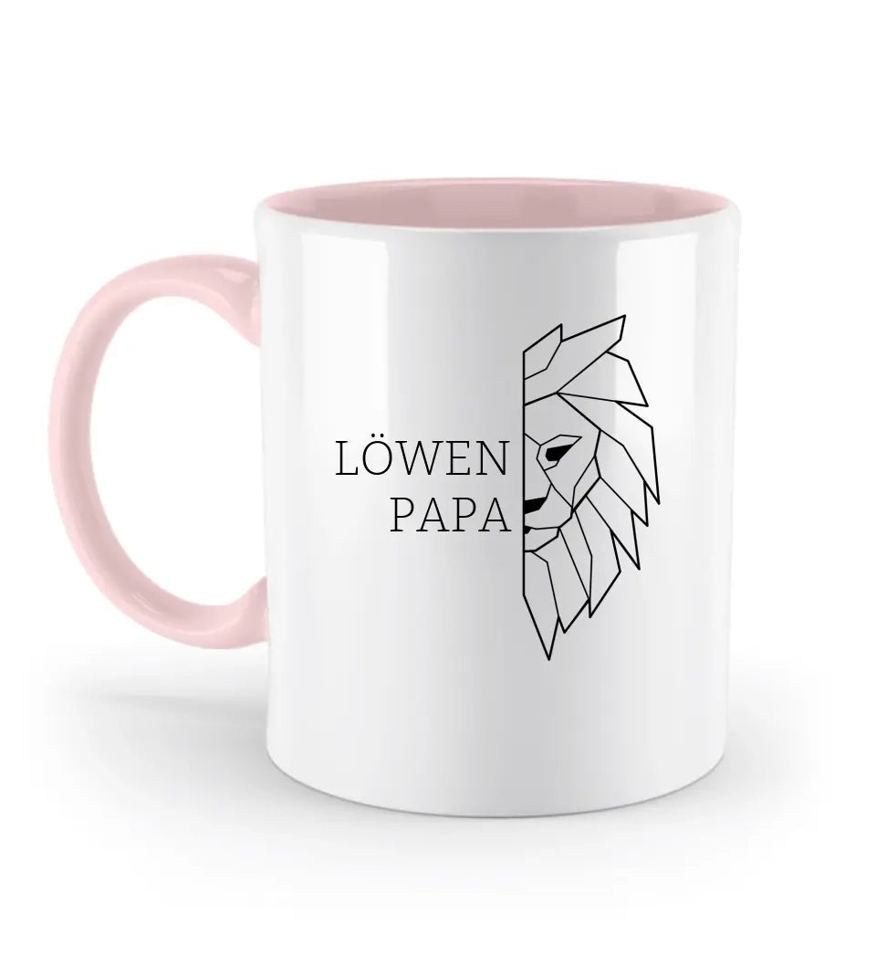 Löwen Papa - Zweifarbige Tasse ohne Namen