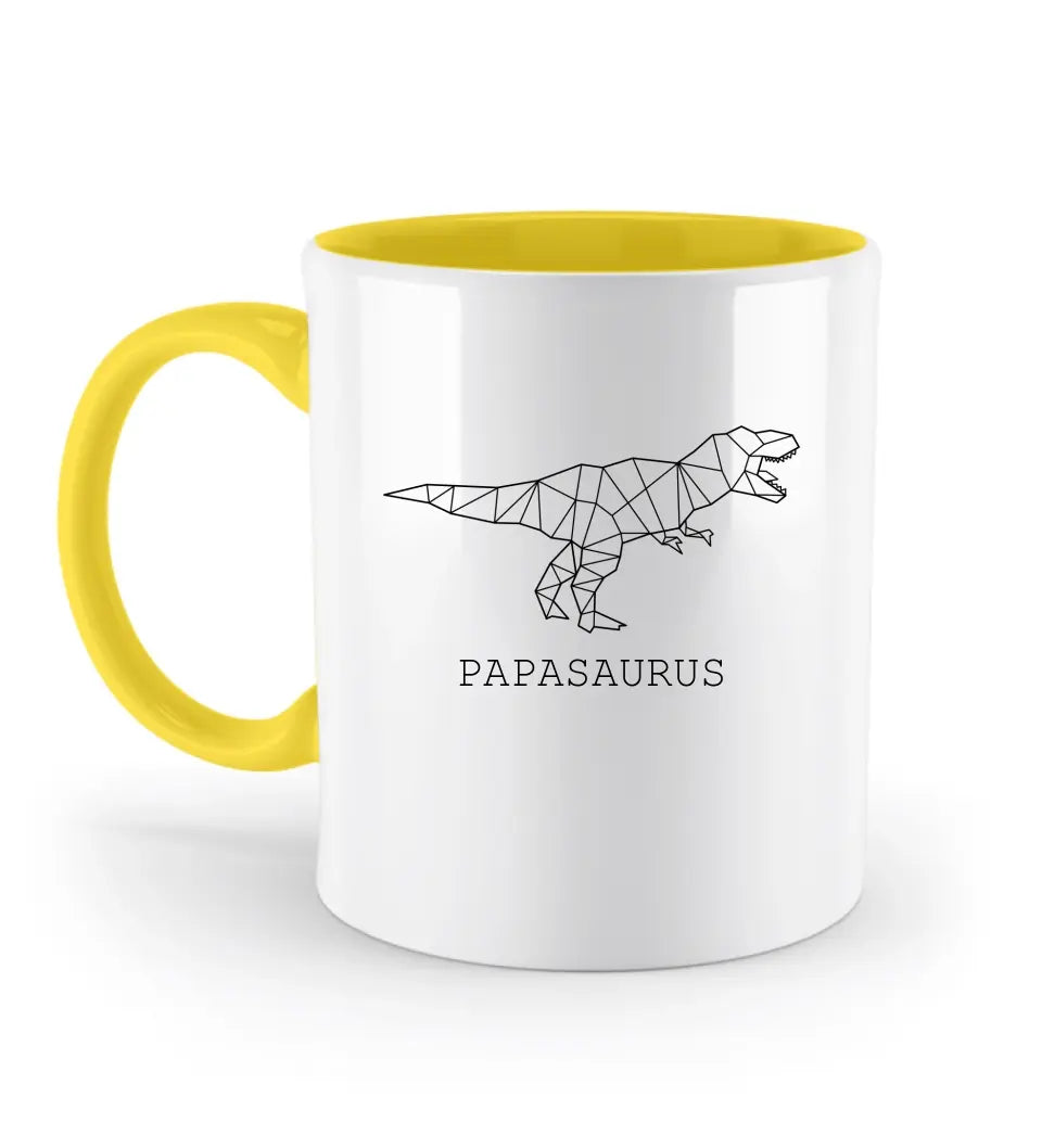 Papasaurus - Zweifarbige Tasse ohne Namen
