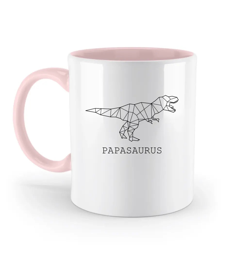 Papasaurus - Zweifarbige Tasse ohne Namen