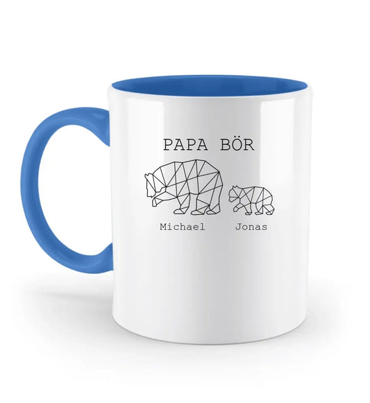 Papa Bör - Zweifarbige Tasse mit Namen