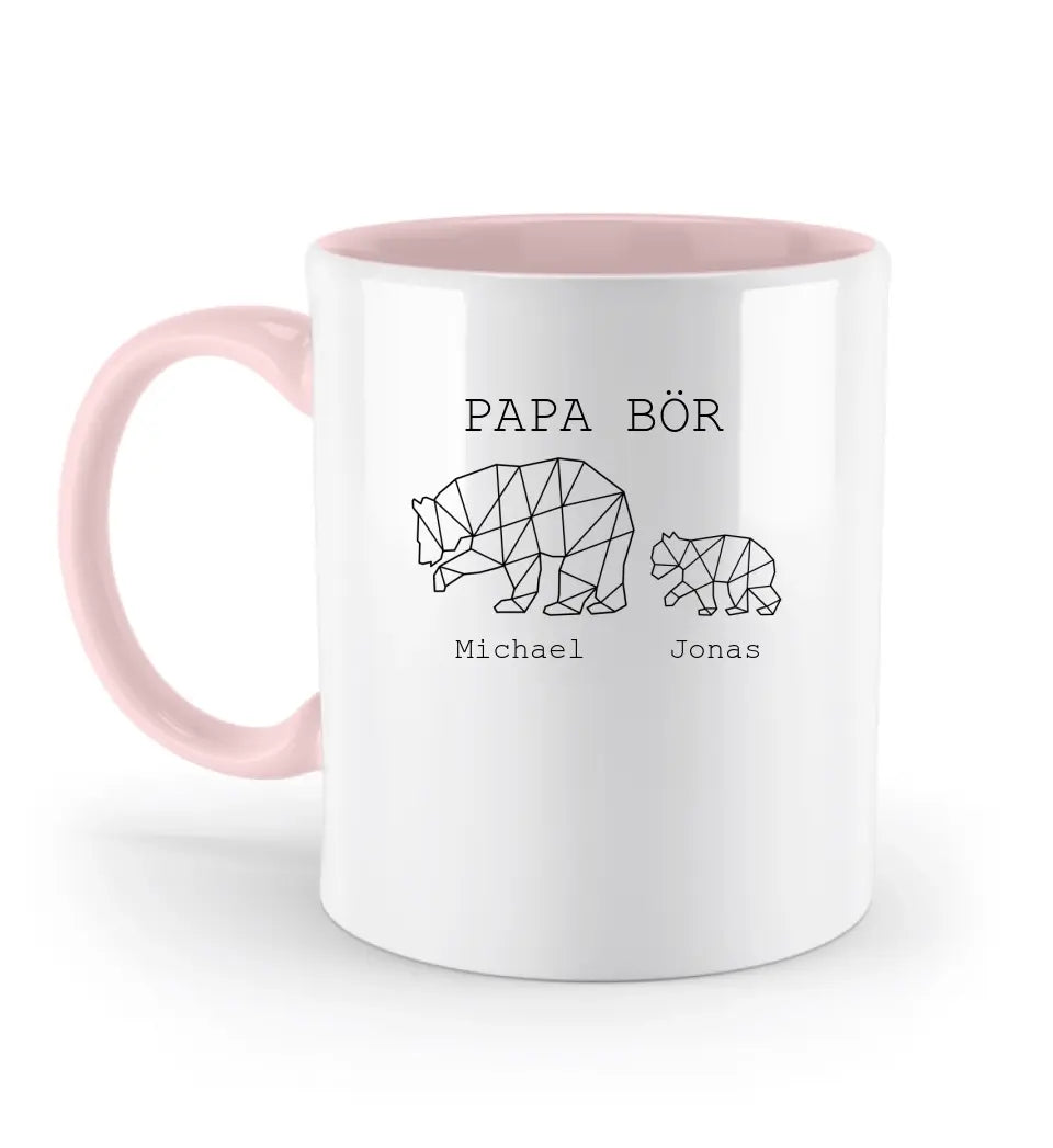 Papa Bör - Zweifarbige Tasse mit Namen