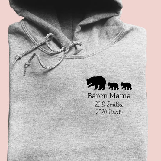 Bären Mama klein - Bio Unisex Hoodie *personalisierbar*