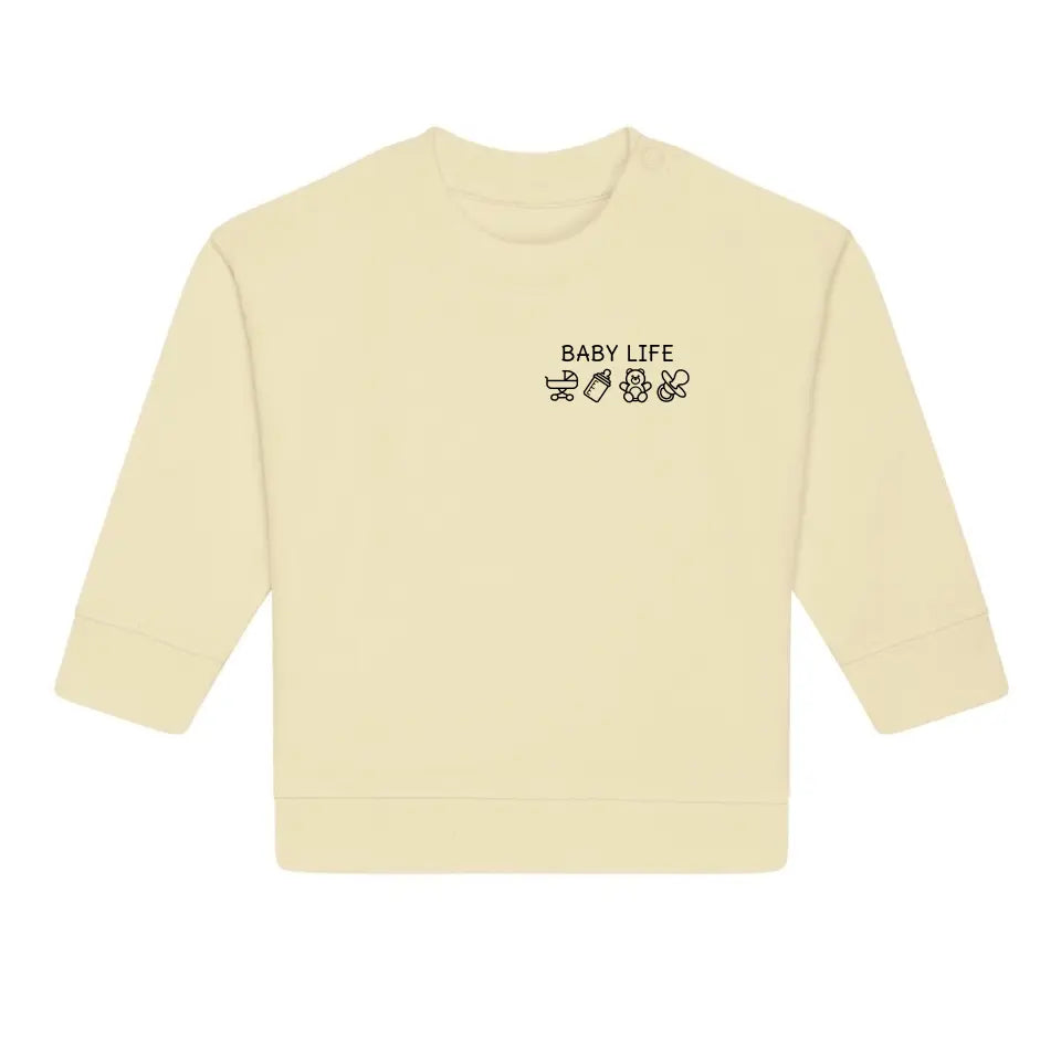 Baby Life Symbole - Bio Baby Sweatshirt *personalisierbar* Baby Changer Sweatshirt ST ST NEU Butter