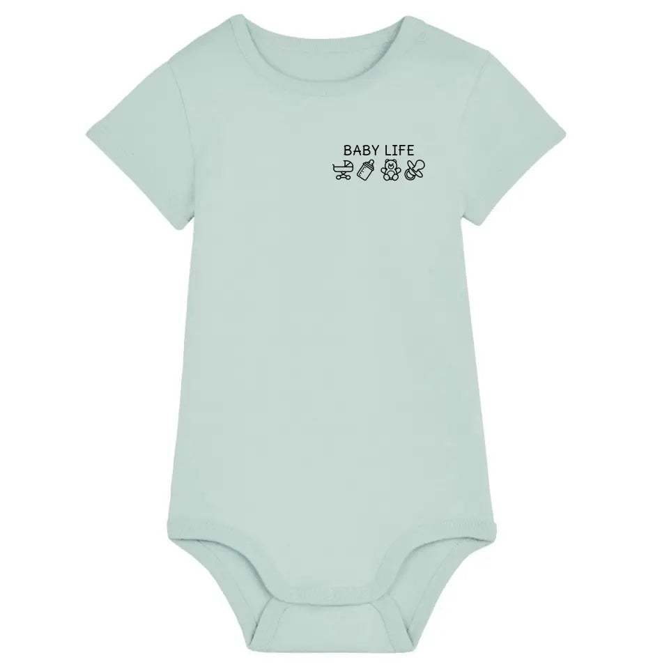 Baby Life Symbole - Bio Baby Body *personalisierbar* Baby Body ST ST Caribbean-Blue