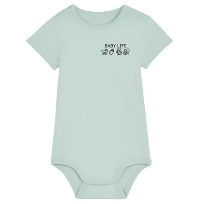 Baby Life Symbole - Bio Baby Body *personalisierbar* Baby Body ST ST Caribbean-Blue
