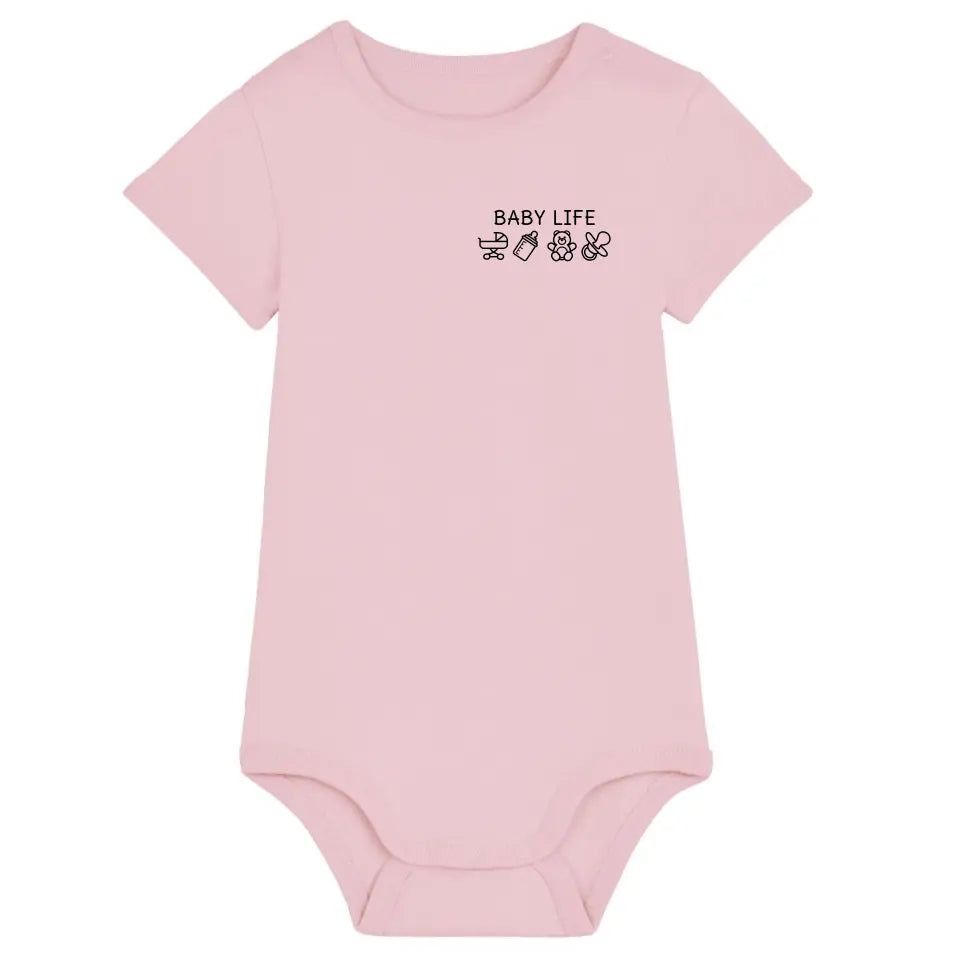 Baby Life Symbole - Bio Baby Body *personalisierbar* Baby Body ST ST Cotton-Pink