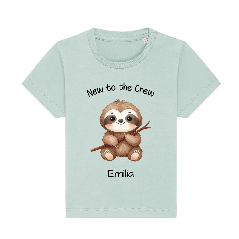 New to the Crew - Bio Baby Shirt *personalisierbar* Baby Creator T-Shirt ST ST NEU Caribbean-Blue