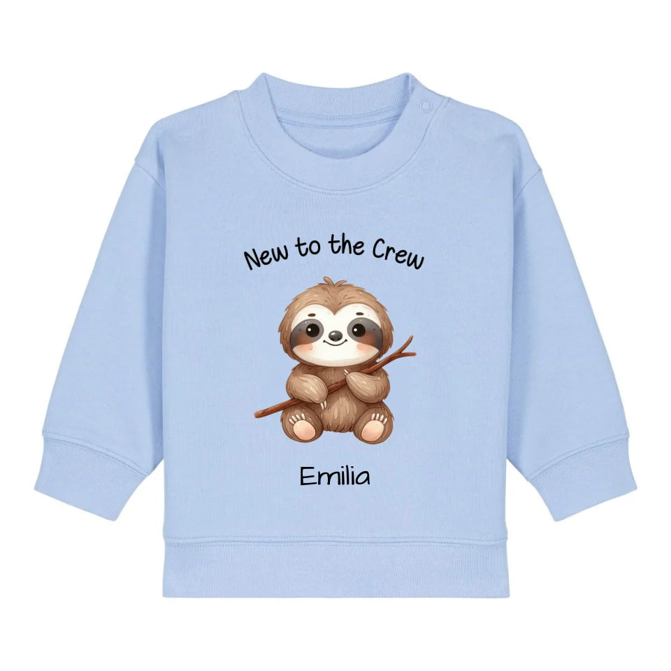 New to the Crew - Bio Baby Sweatshirt *personalisierbar* Baby Changer Sweatshirt ST ST NEU Blue-Soul