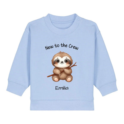 New to the Crew - Bio Baby Sweatshirt *personalisierbar* Baby Changer Sweatshirt ST ST NEU Blue-Soul