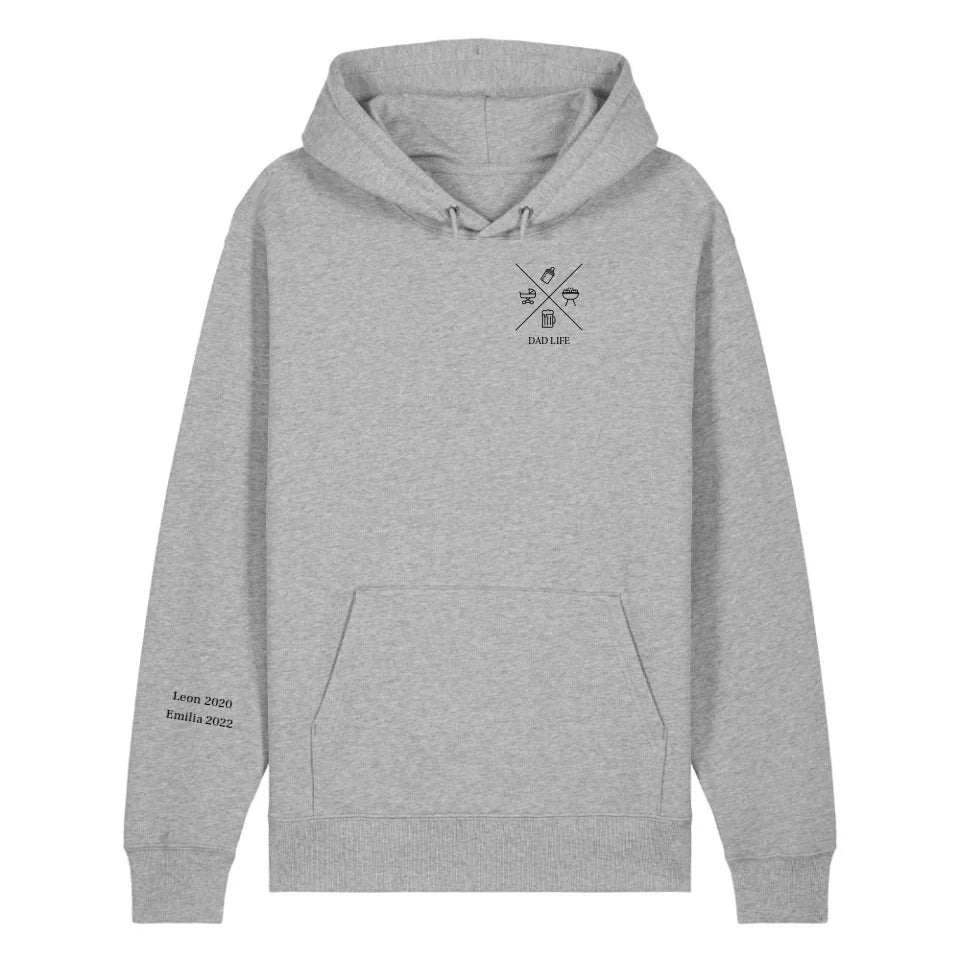 Dad/Mom Minimal Symbole + Ärmel - Bio Unisex Hoodie *personalisierbar*