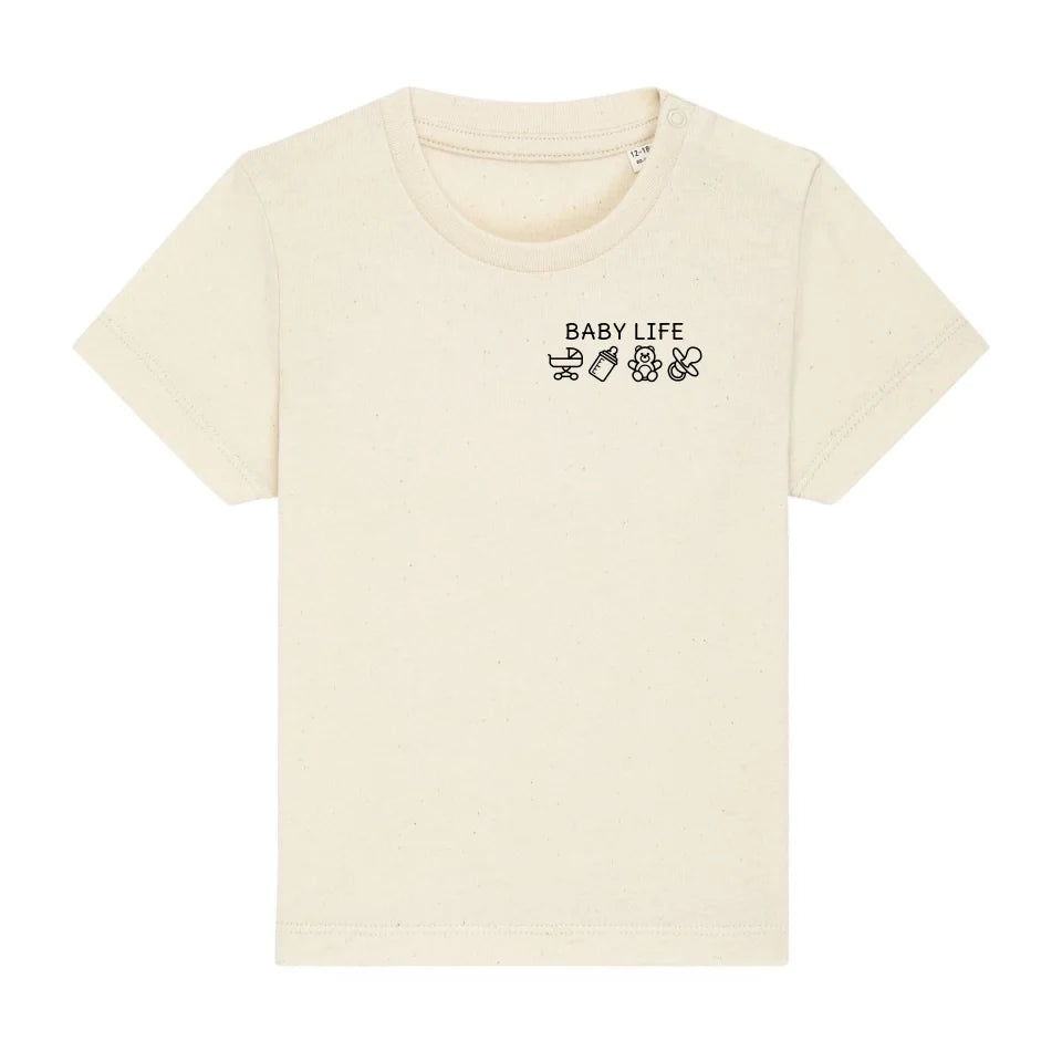 Baby Life Symbole - Bio Baby Shirt *personalisierbar* Baby Creator T-Shirt ST ST NEU Natural-Raw