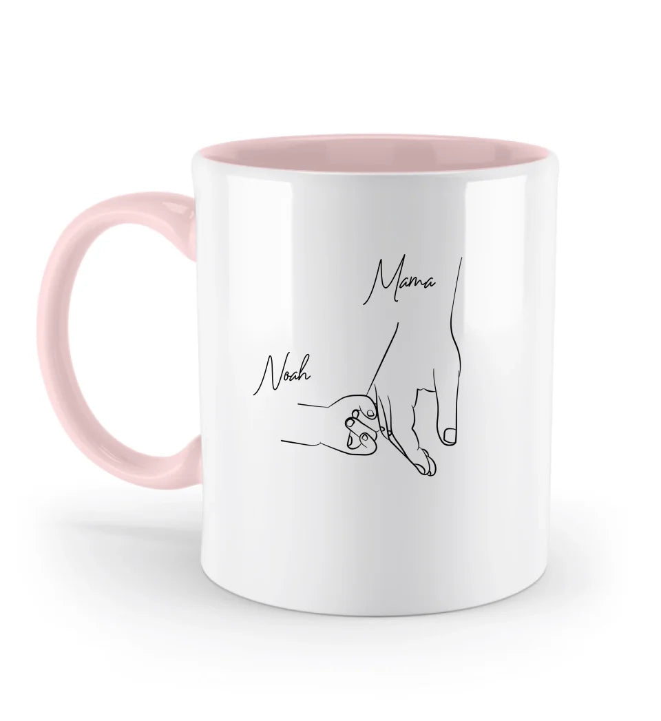 Hold my hand mom - Zweifarbige Tasse