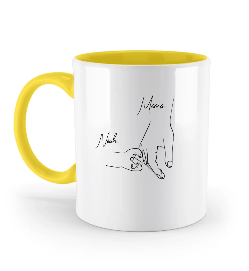 Hold my hand mom - Zweifarbige Tasse