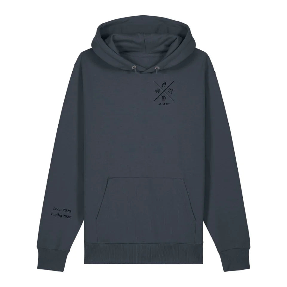 Dad/Mom Minimal Symbole + Ärmel - Bio Unisex Hoodie *personalisierbar*