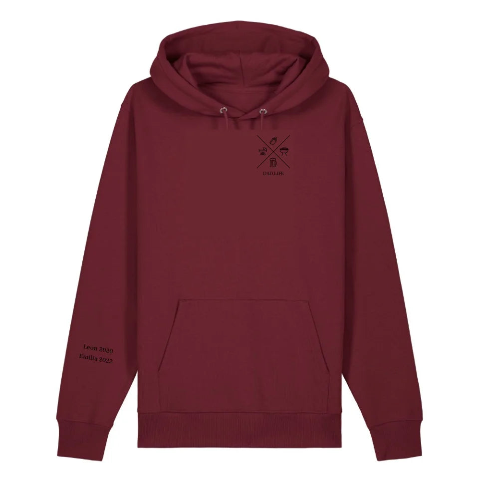 Dad/Mom Minimal Symbole + Ärmel - Bio Unisex Hoodie *personalisierbar* Cruiser Hoodie 2.0 ST ST Burgundy