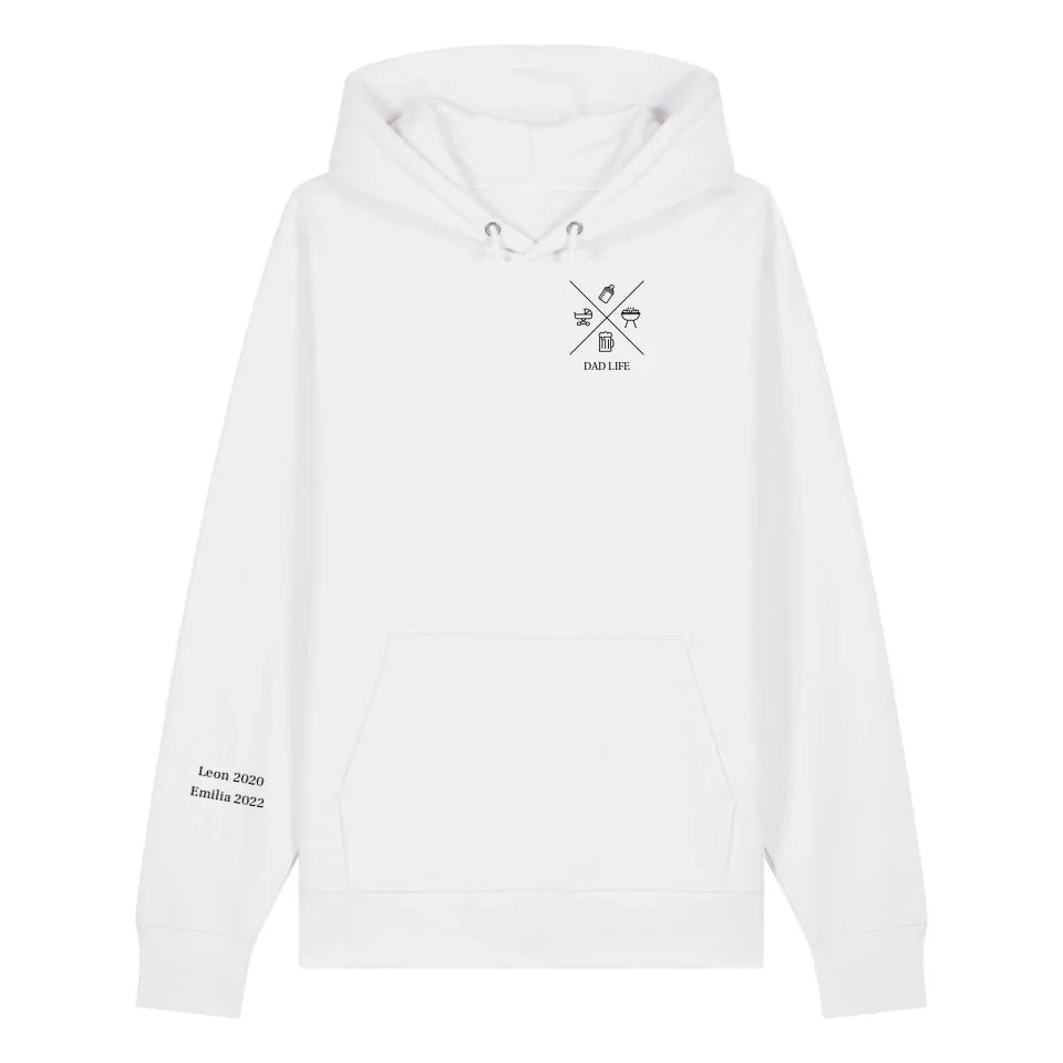 Dad/Mom Minimal Symbole + Ärmel - Bio Unisex Hoodie *personalisierbar* Cruiser Hoodie 2.0 ST ST White