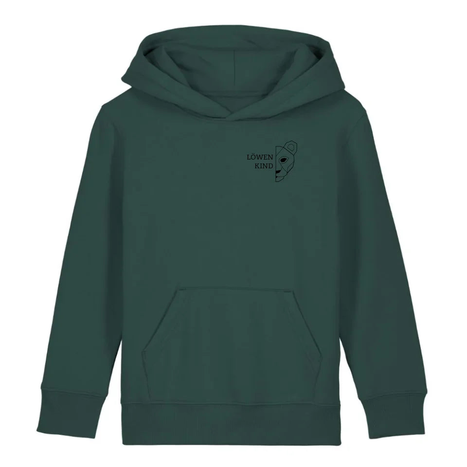 Löwen Kind Brusttasche - Bio Kinder Hoodie *personalisierbar (ohne Namen)* Mini Cruiser Hoodie 2.0 ST ST Glazed-Green