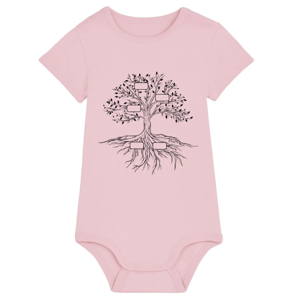 Family Tree - Bio Baby Body *personalisierbar* Baby Body ST ST Cotton-Pink