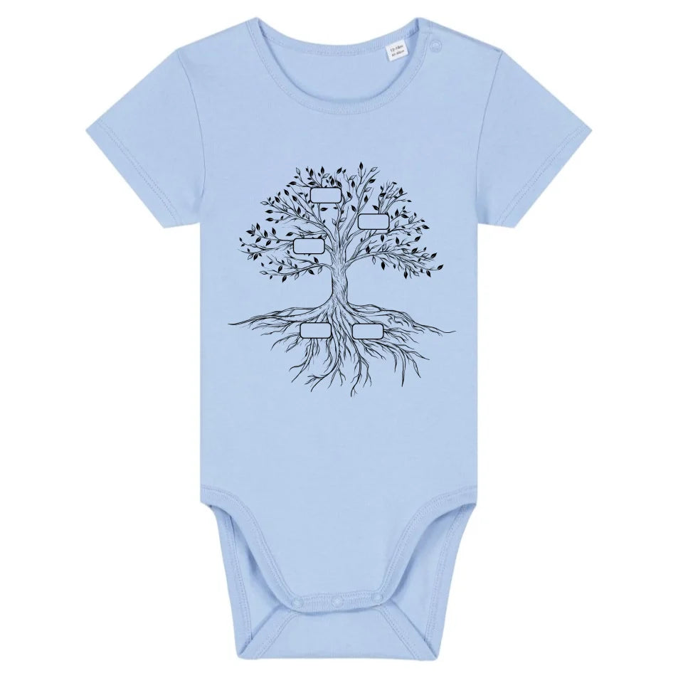 Family Tree - Bio Baby Body *personalisierbar* Baby Body ST ST Blue-Soul