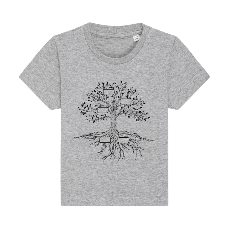 Family Tree - Bio Baby Shirt *personalisierbar* Baby Creator T-Shirt ST ST NEU Heather-Grey
