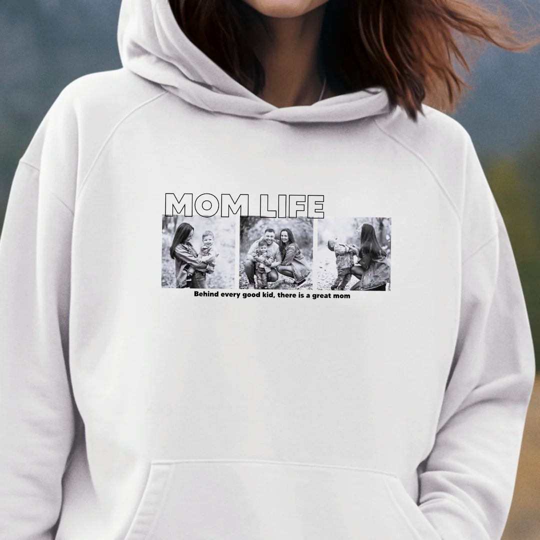 Mom Life Foto - Bio Unisex Hoodie *personalisierbar mit Fotos*