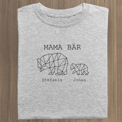 Mama Bär - Bio Damen Shirt *personalisierbar (1-4 Kinder mit Namen)* Stella Muser Shirt ST ST Heather-Grey