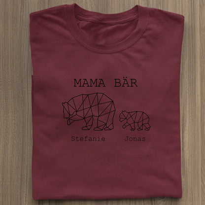 Mama Bär - Bio Damen Shirt *personalisierbar (1-4 Kinder mit Namen)* Stella Muser Shirt ST ST Burgundy
